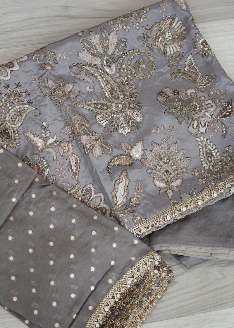 Crepe embroidered Unstitch Suit