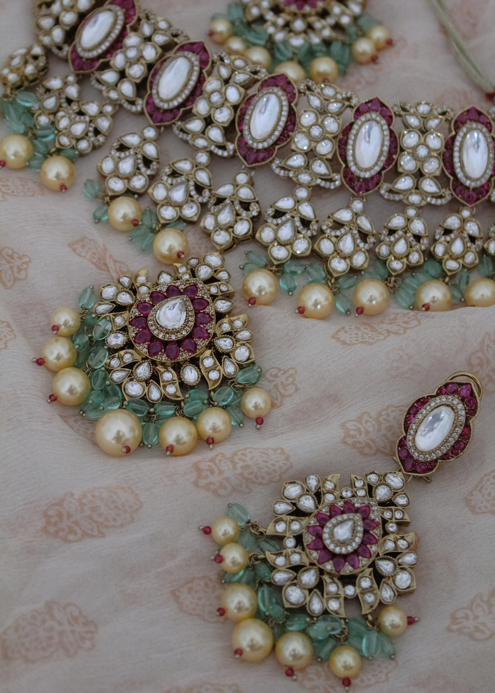 ruby + Mint beads