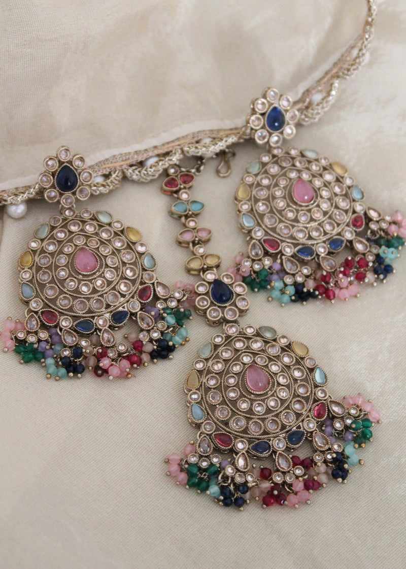 Multicolor Earring tikka set