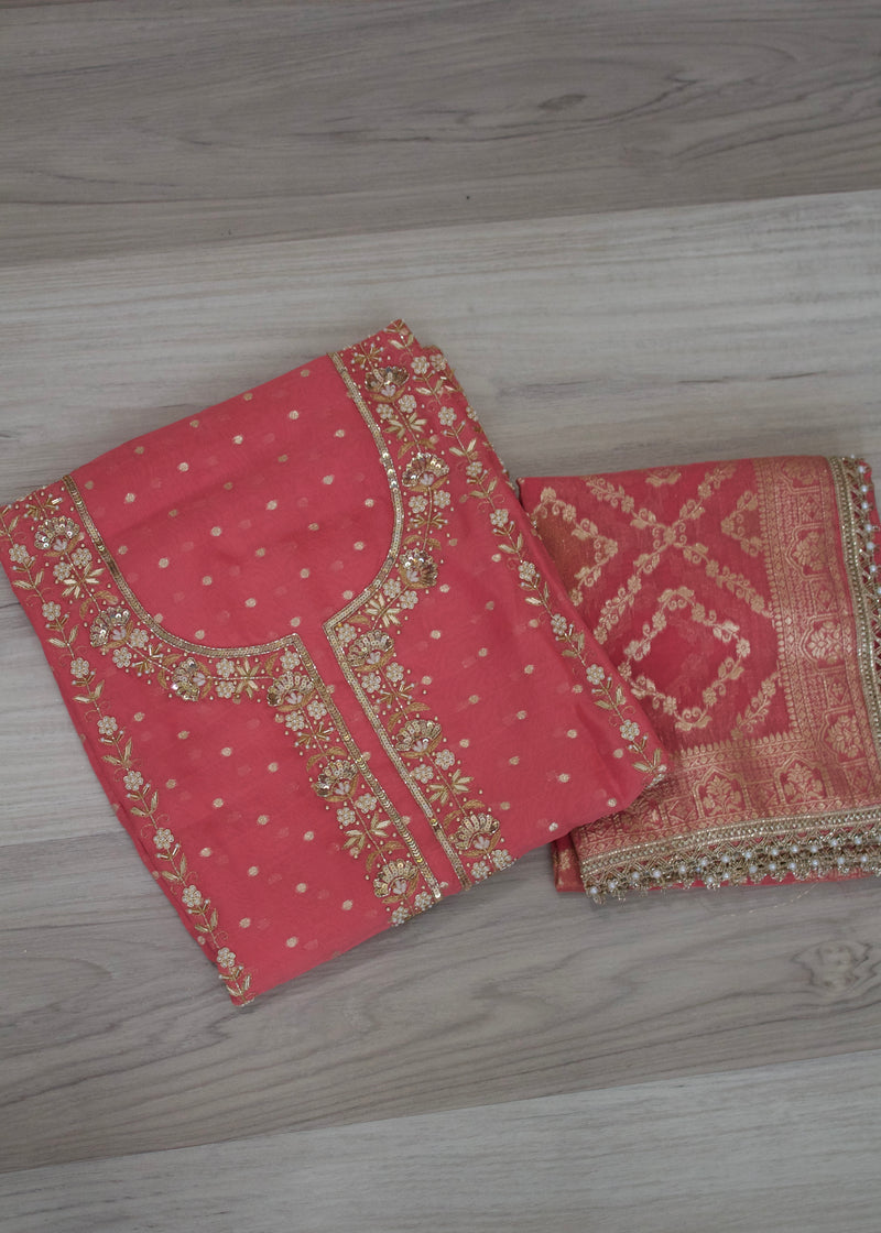 banarsi handwork unstitch Suit