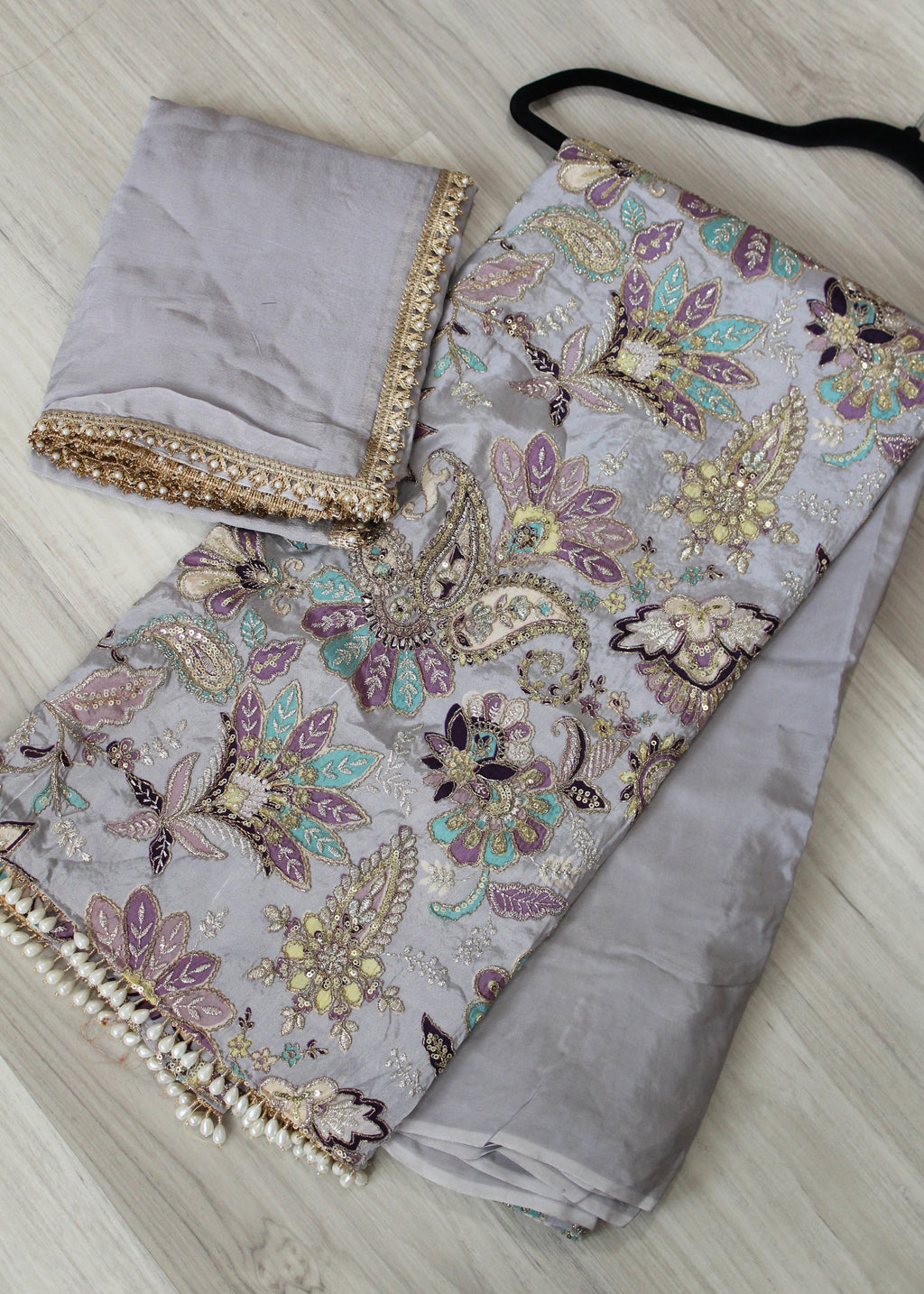 Crepe embroidered Unstitch Suit
