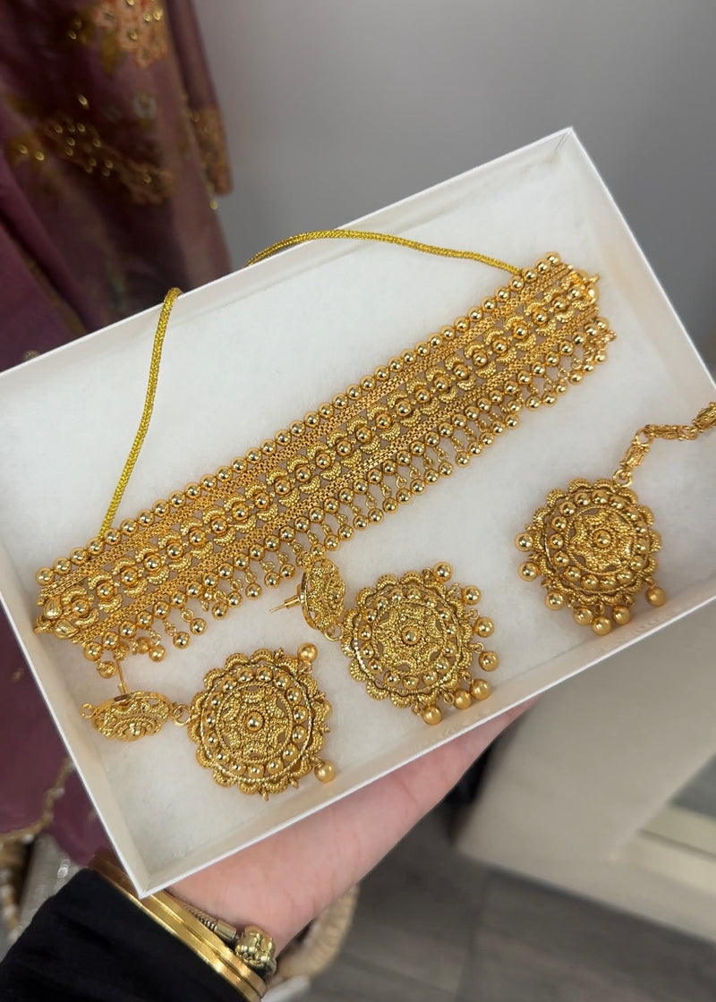 Gold choker necklace set-PRE ORDER