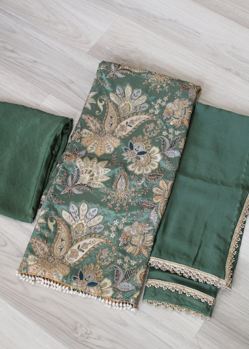 Crepe embroidered Unstitch Suit