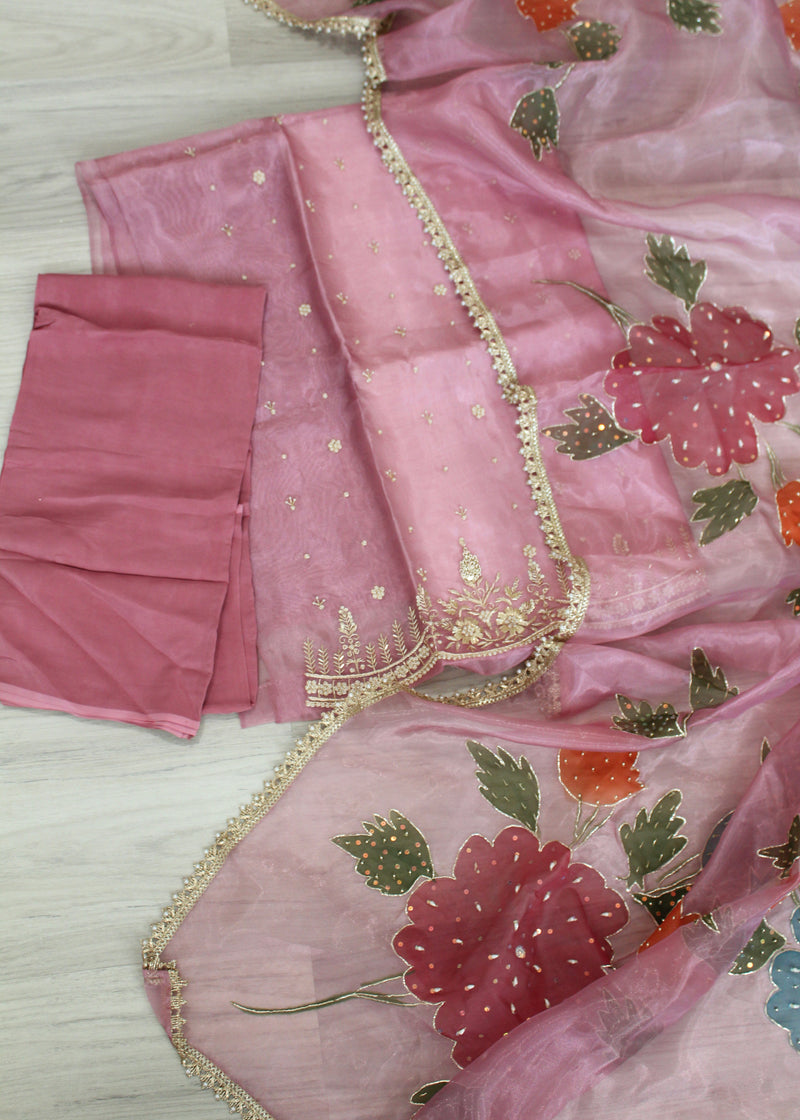 Shimmer handwork unstitch suit