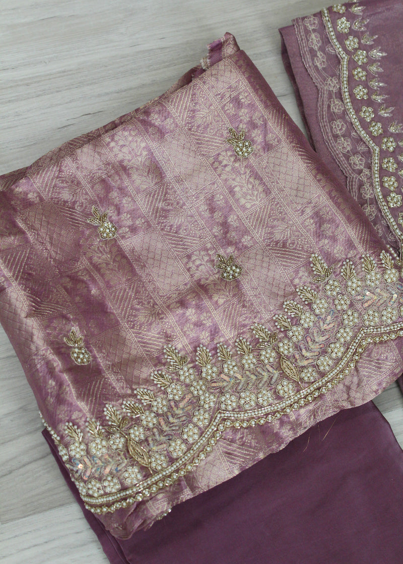 Banarsi silk unstitch suit
