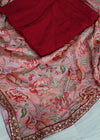 Berry Pink Crepe + Chinnon printed dupatta Unstitch Suit