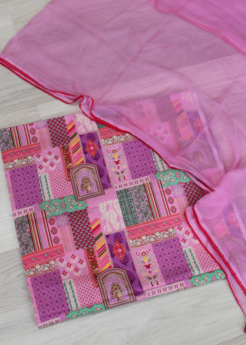 Lilac/pink Cotton Unstitch Suit