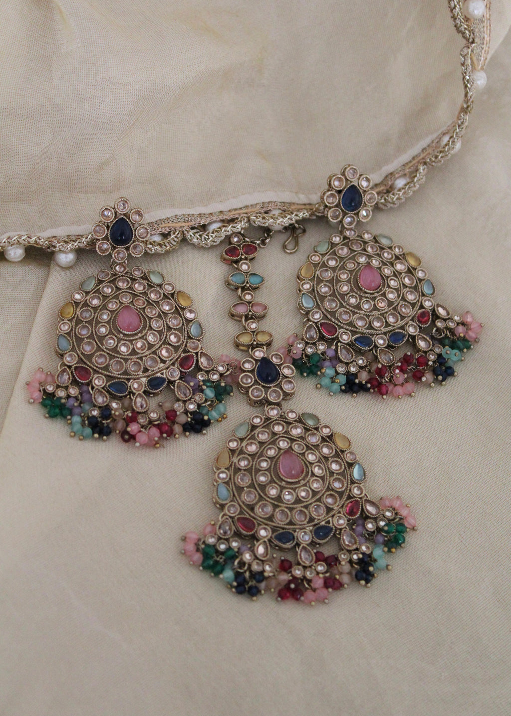 Multicolor Earring tikka set