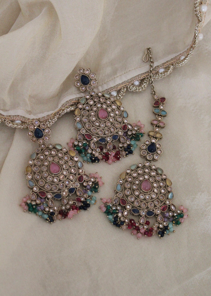 Multicolor Earring tikka set