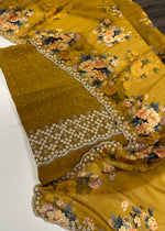 Handwork suit with floral dupatta