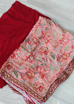 Berry Pink Crepe + Chinnon printed dupatta Unstitch Suit