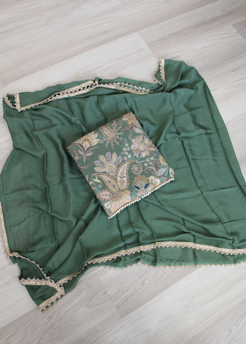 Crepe embroidered Unstitch Suit