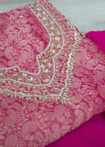 Magenta/hot pink banarsi handwork unstitch Suit