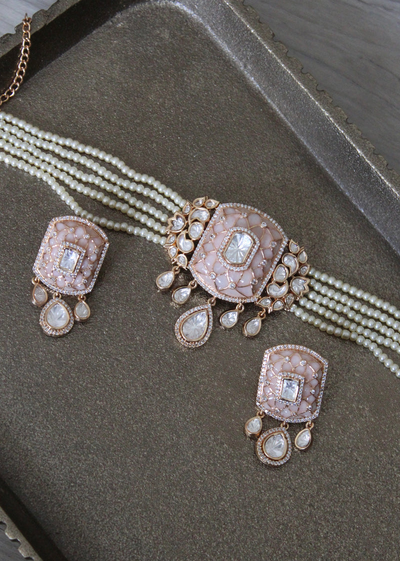 Muted pink choker set