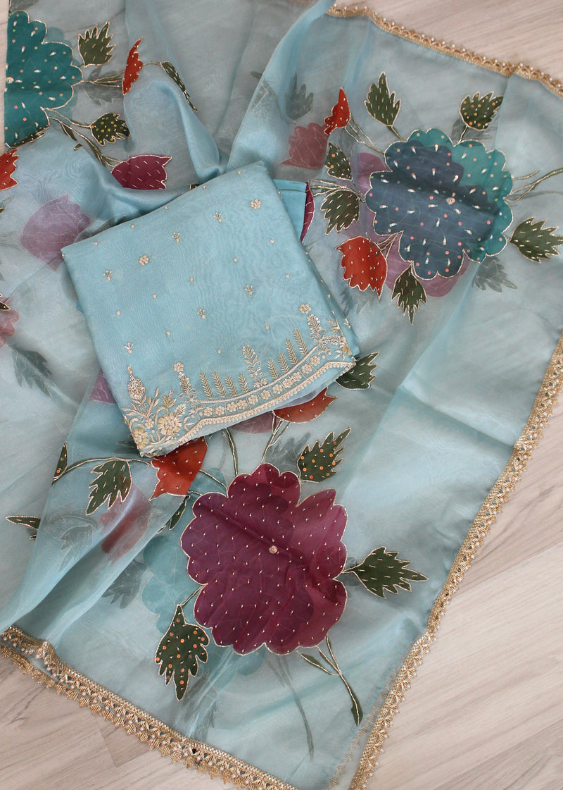 Shimmer handwork unstitch suit