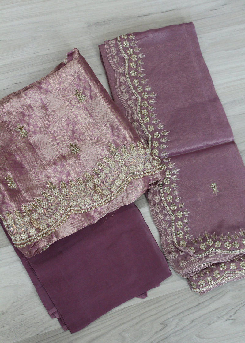 Banarsi silk unstitch suit