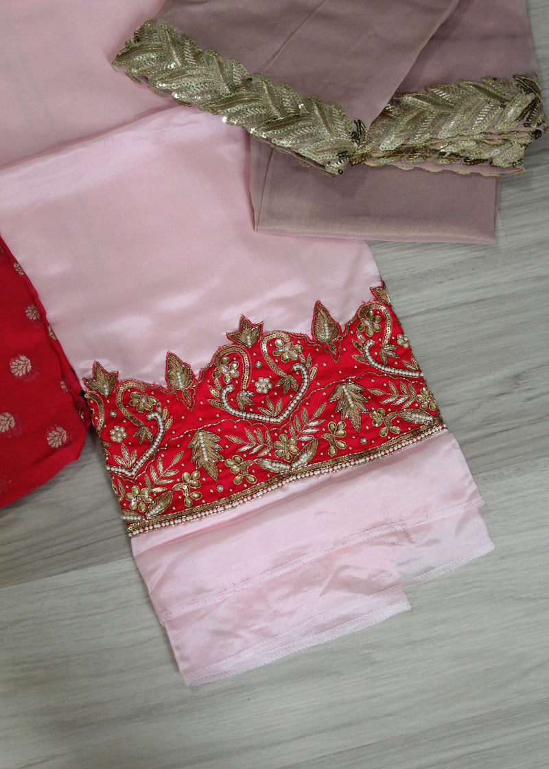 Baby Pink + Hot Pink Unstitch Suit