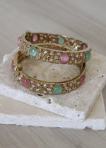Pink and Mint Polki Karde