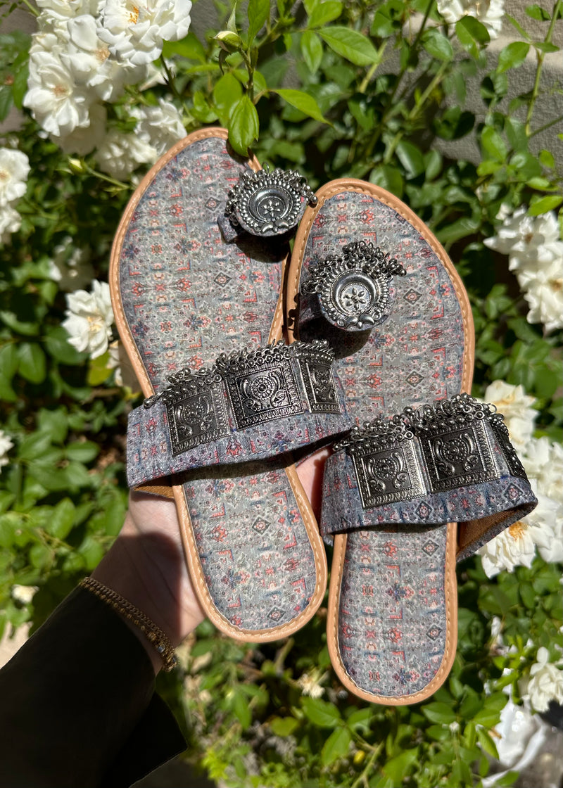 Grey Oxidized Sandals